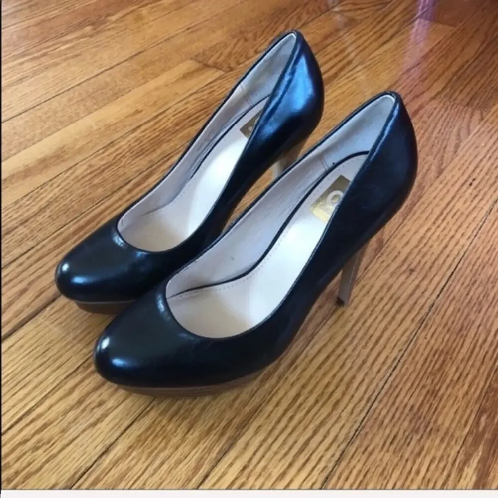 Dolce Vita Black Leather Stiletto Platform Pump Heels Sz 6